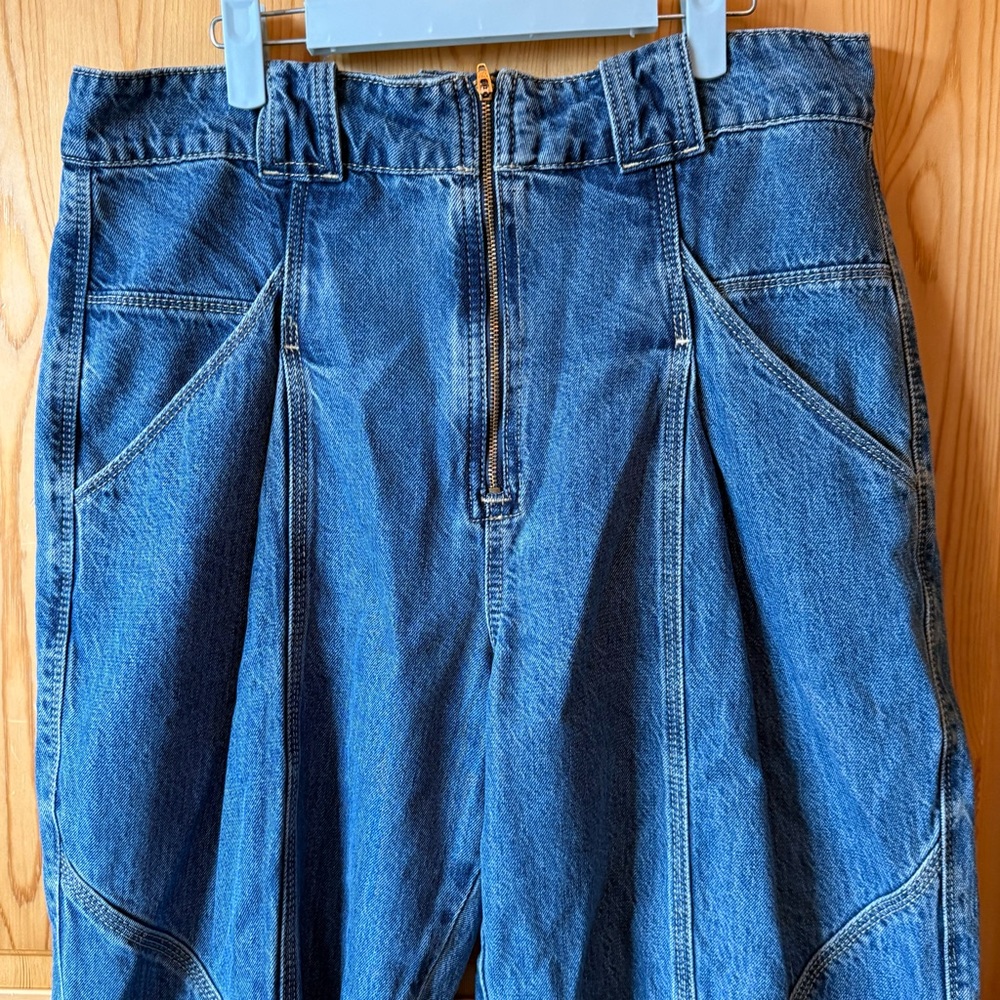 M Jeans Maurices Barrel Leg High Rise Distressed Denim Size 16 Short 35 x 27 - Picture 5 of 15